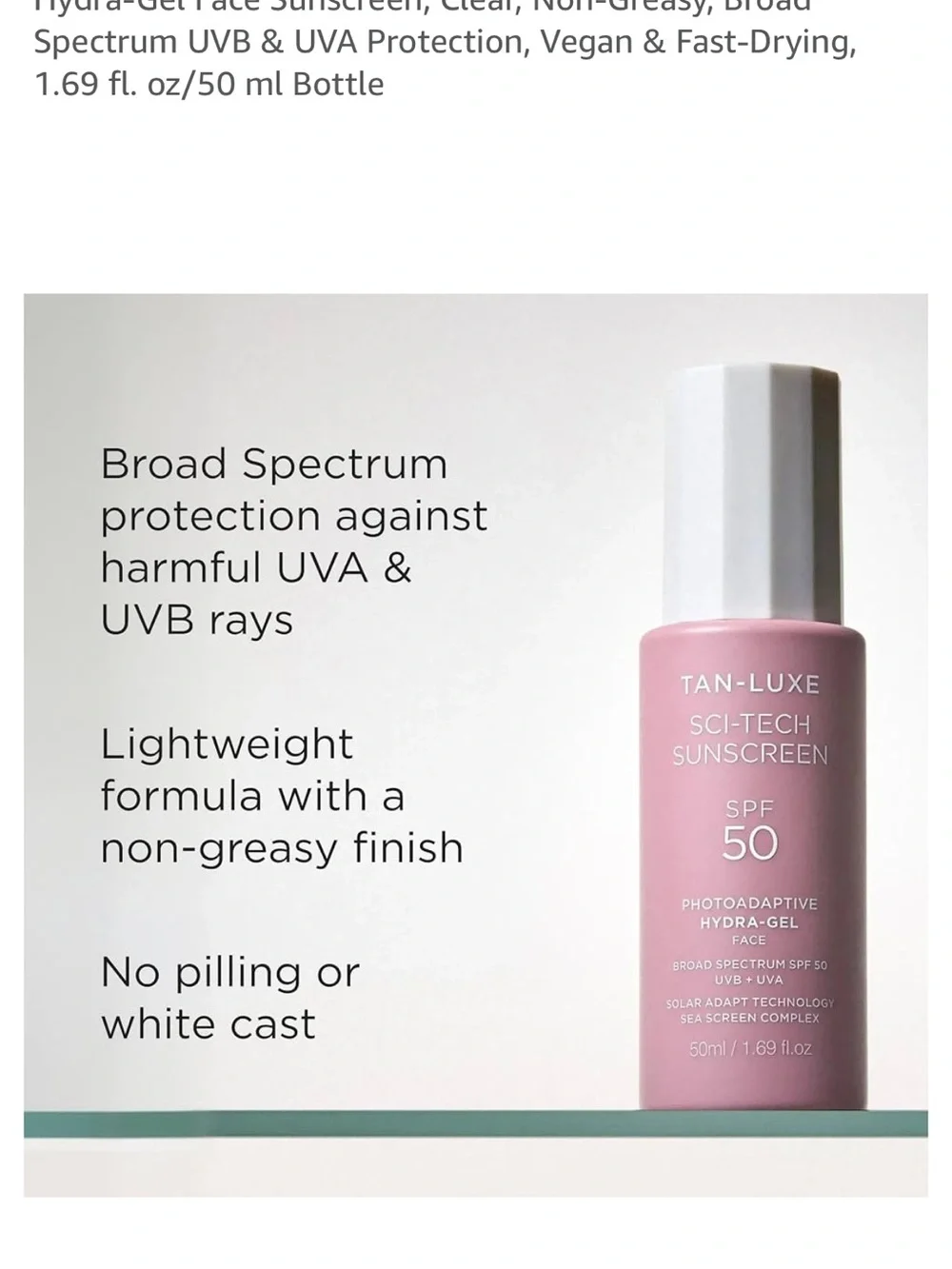 Tan—Luxe Sci - Tech Sunscreen SPF 50 Pink Face Hydra Gel Face Sunscreen New